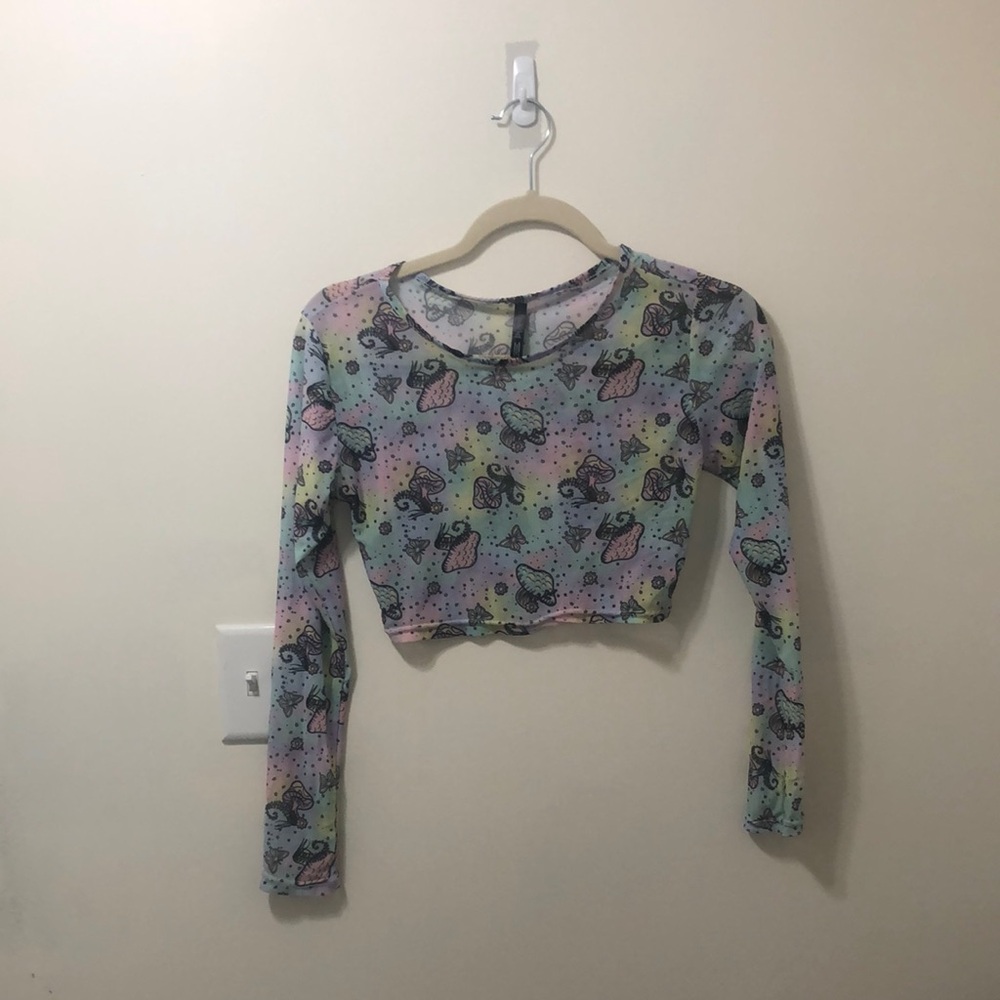Multi color long sleeve crop top